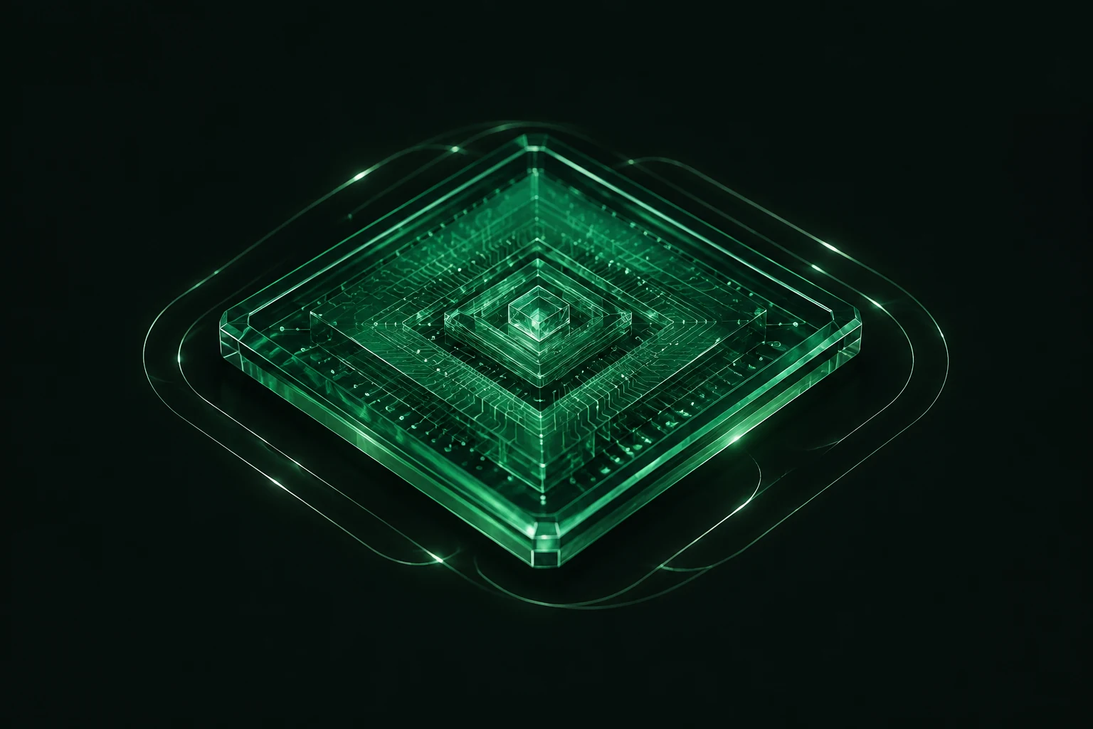 Emerald glass circuitry visualizing specialist engineering intelligence